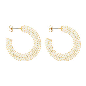 White earrings with golden beads
