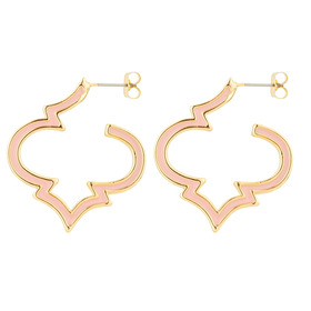 curved earrings with pink enamel