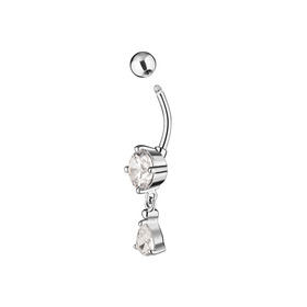 steel navel rod with a large crystal and a drop