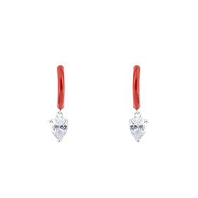 enamel earrings with oval cut pendant