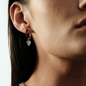 enamel earrings with oval cut pendant