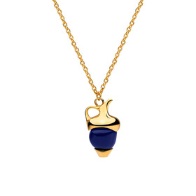 Gold-plated necklace with blue amphora