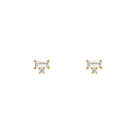 gold-plated baguette studs