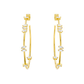 gold-plated baguette hoop earrings