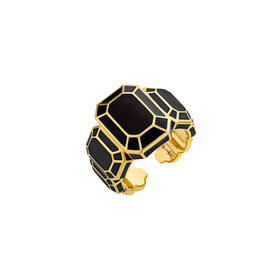 Gold-plated BLACK BIG DIAMOND ring