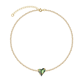 gold-plated sweetheart necklace with a heart crystal