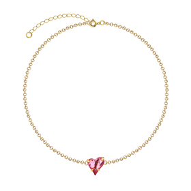 gold-plated sweetheart necklace with pink crystal heart