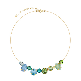 Gold-plated necklace with Green Bubbles crystals