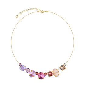 Gold-plated necklace with Pink Bubbles crystals
