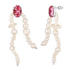 earrings with pearls and pink crystals