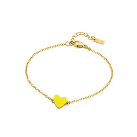 gold-plated thin bracelet with a neon yellow heart