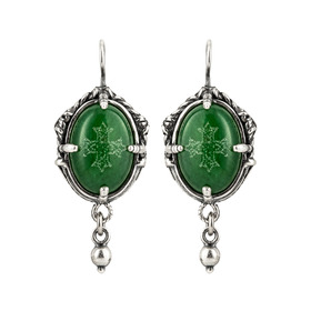 Earrings made of silver with green agate