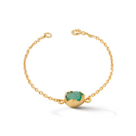 Gold-plated bracelet with a large shell de esmeralda emerald