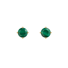 Gold-plated silver Cartoon studs with malachite