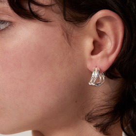 The Medium double silver tube earring