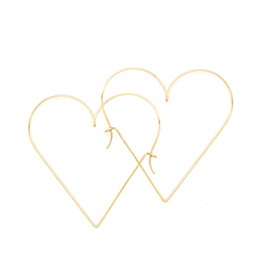 Pair of nude heart hoops in yellow gold