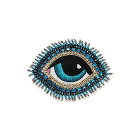 light blue eye brooch with crystals
