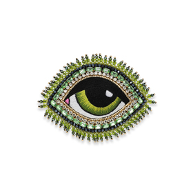 large green eye brooch with crystals