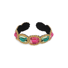 Bracelet with embroidered rubies and emeralds