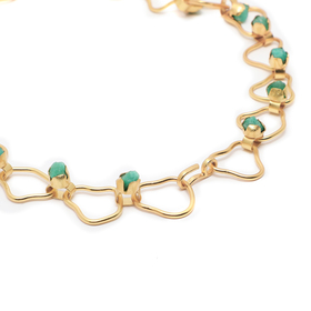 Gold-plated chain necklace with emeralds