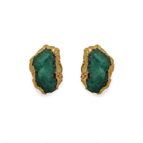 Gold-plated basic poussettes with a large emerald