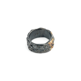My way silver ring with gold and diamonds