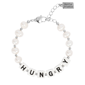 Pearl Bracelet with ceramic letters Hungry