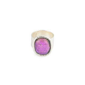 Ring with bright pink dichroic glass