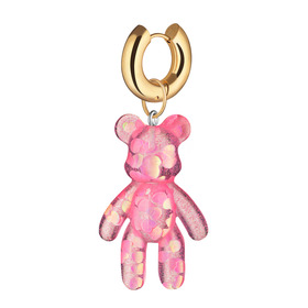 pink bear mono-earring