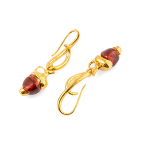 Gold-plated earrings with burgundy amphorae