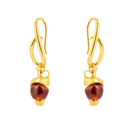 Gold-plated earrings with burgundy amphorae
