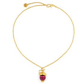 Gold-plated necklace with pink amphora