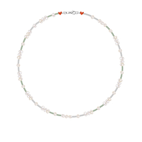 Silver-green necklace made of small pearls
