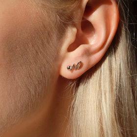 mono earring large white gold dot stud