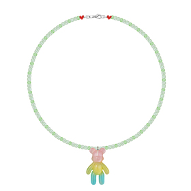 Teddy Bear necklace made of green beads