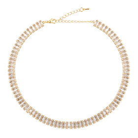 Golden necklace made of white crystals