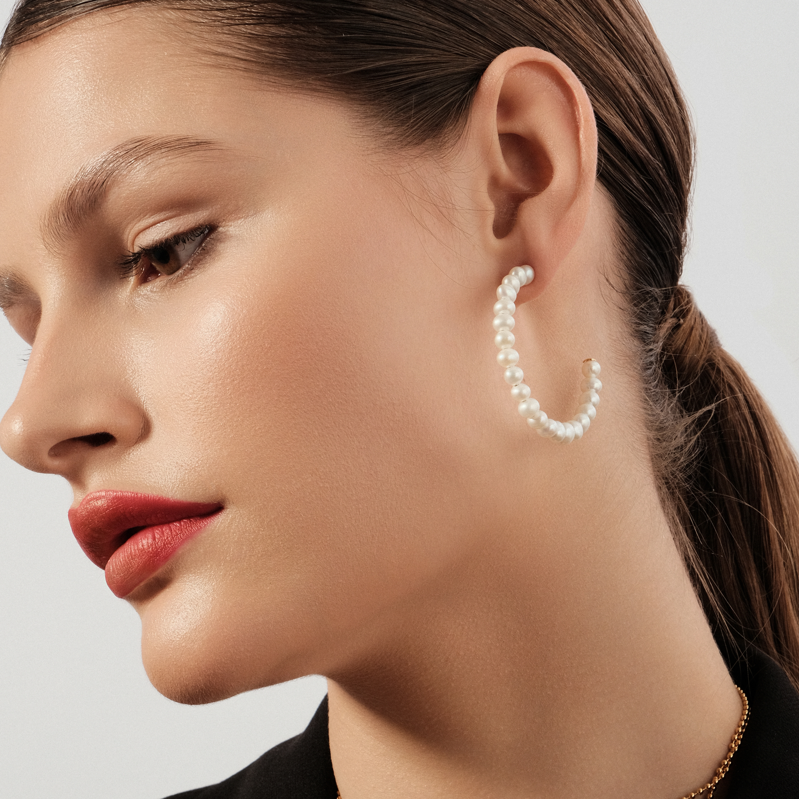 Gloss Hoop Earrings with Pearls – buy at Poison Drop online store, SKU