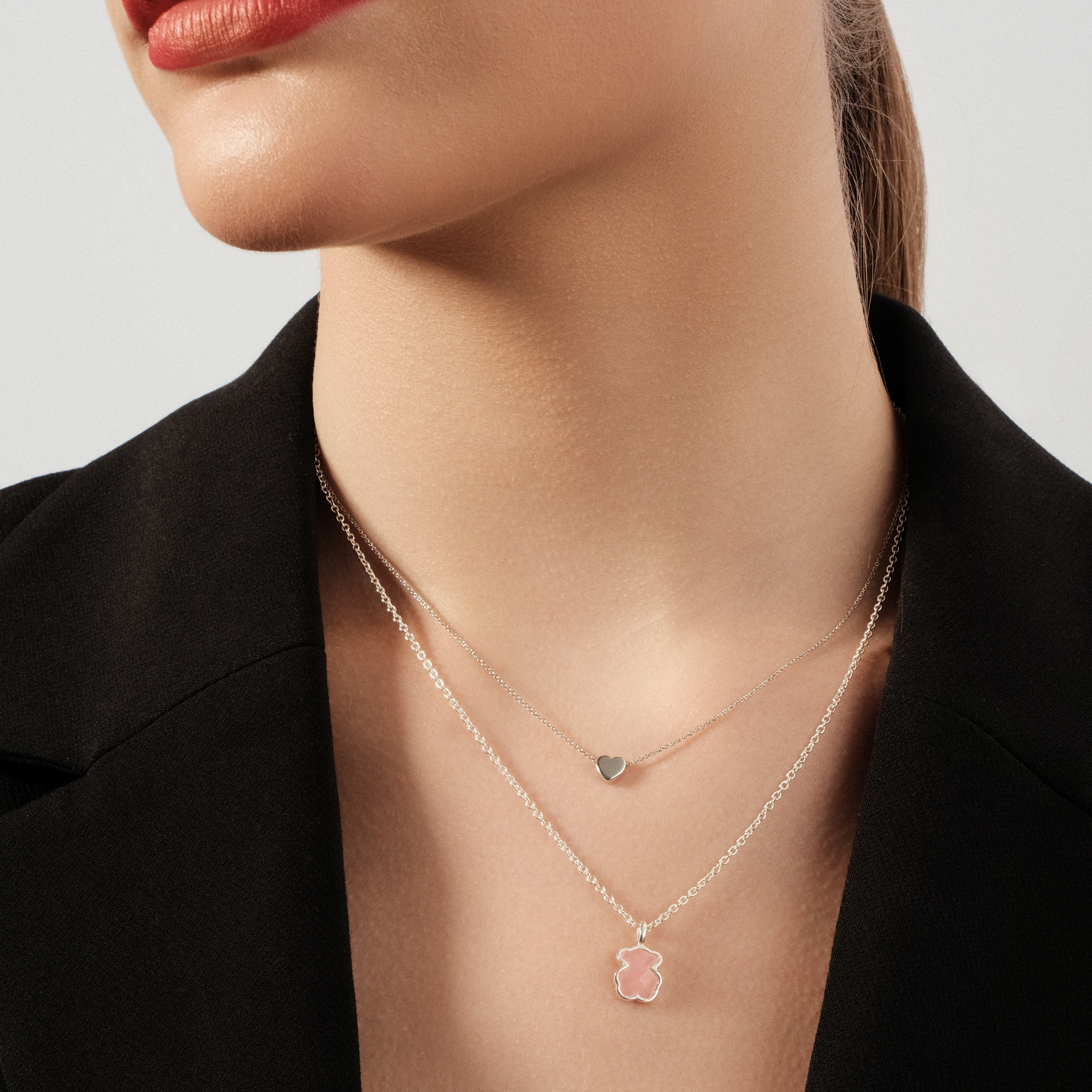 TOUS Bear necklace made of silver, pink faceted quartz – buy at 