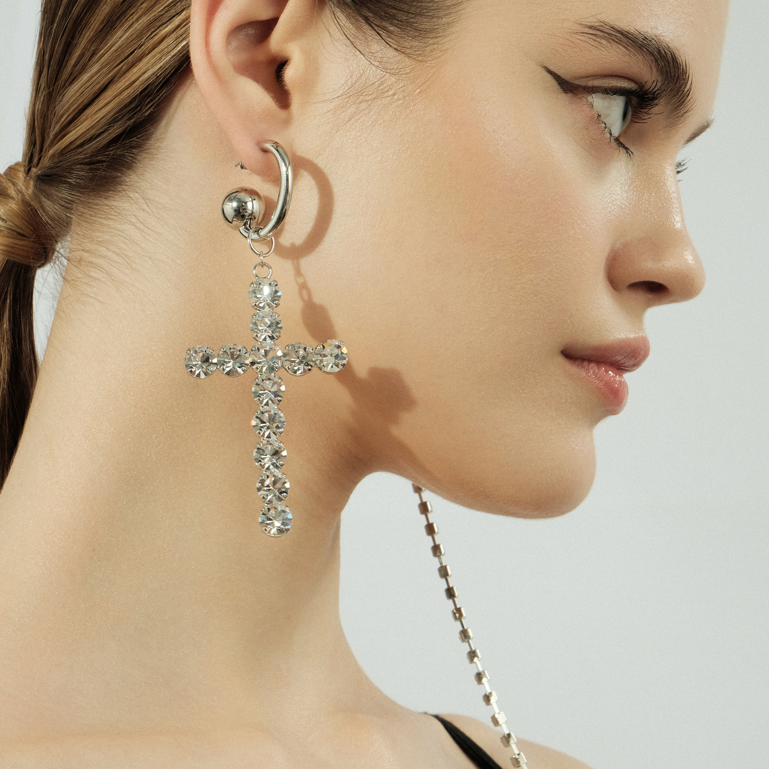 Asymmetrical cross deals earrings
