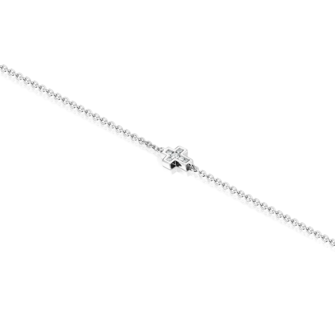 Les Classiques bracelet in white gold with a cross and diamonds – buy at  Poison Drop online store, SKU