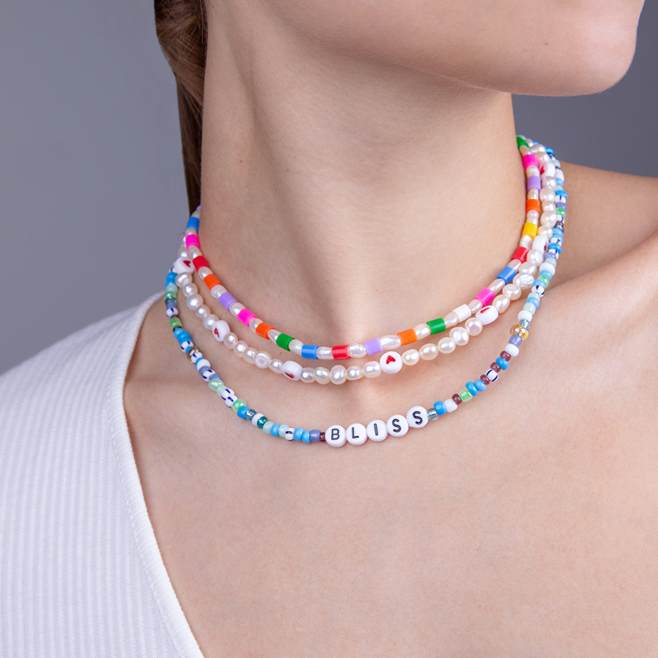 Necklace of square beads with pearls buy at Poison Drop online