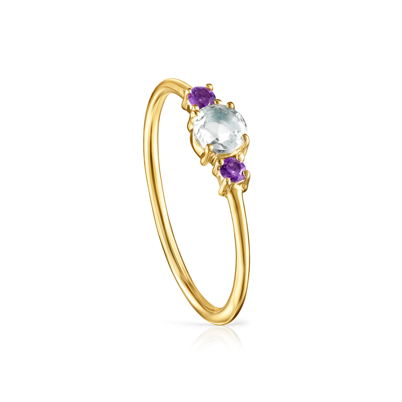 Mini Ivette ring in yellow gold with praseolite and amethyst – buy at  Poison Drop online store, SKU