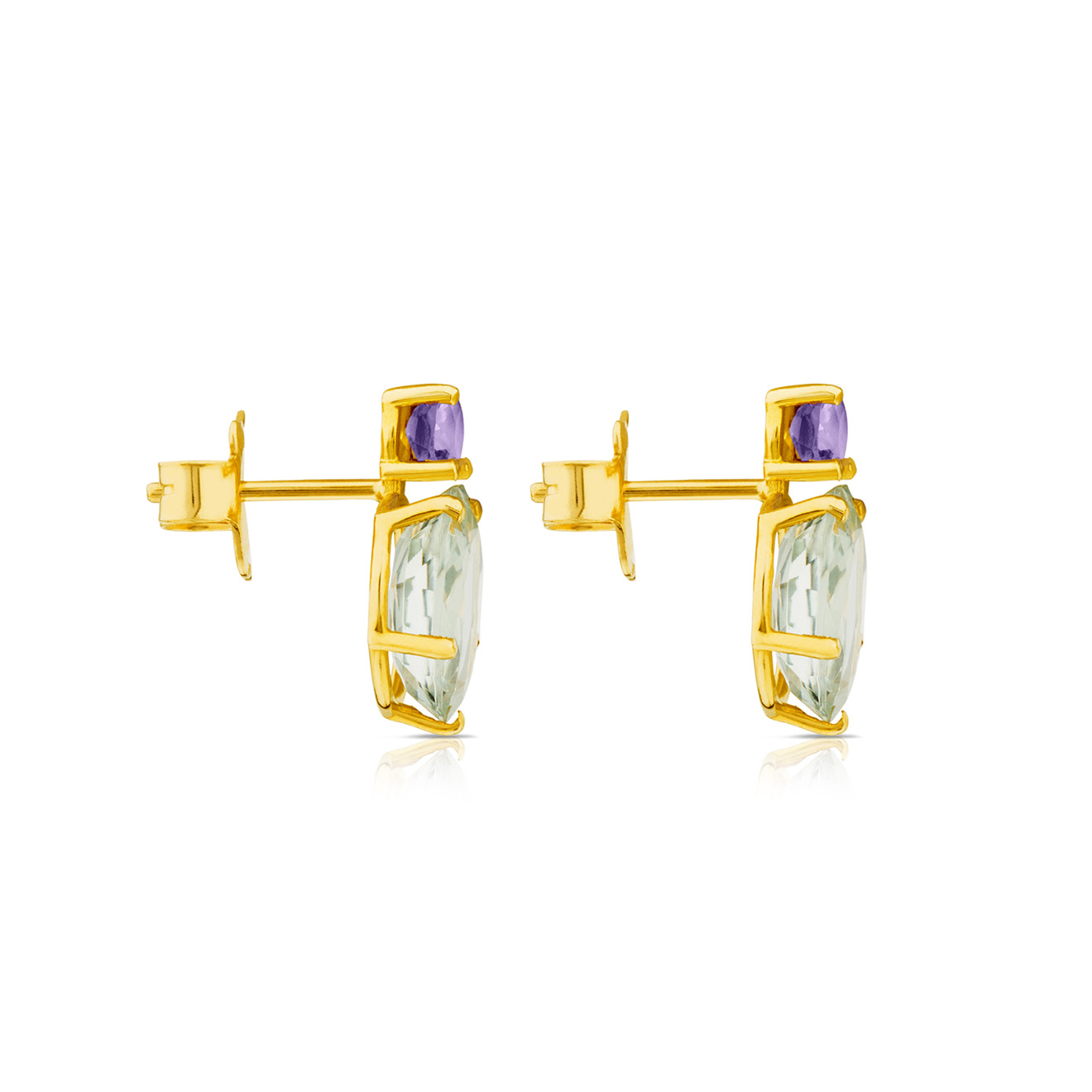Ivette earrings in yellow gold with praseolite and amethyst – buy at Poison  Drop online store, SKU