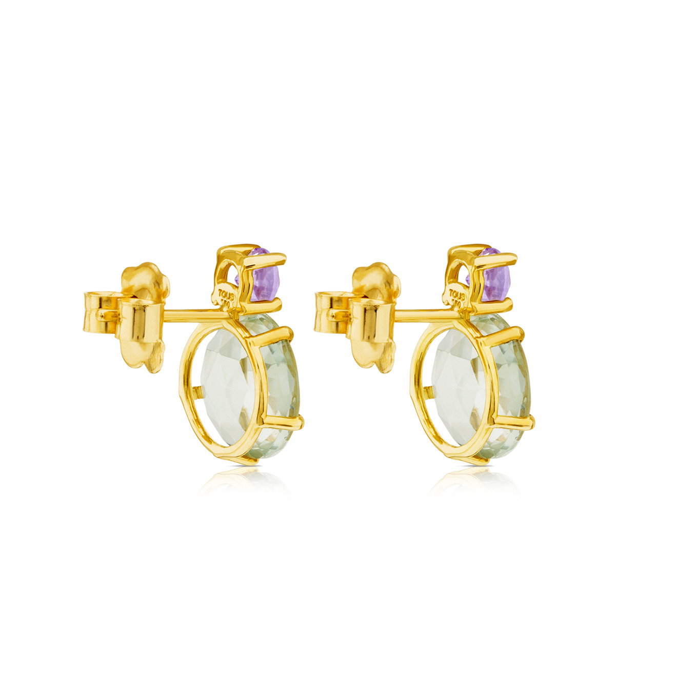 Ivette earrings in yellow gold with praseolite and amethyst – buy at Poison  Drop online store, SKU