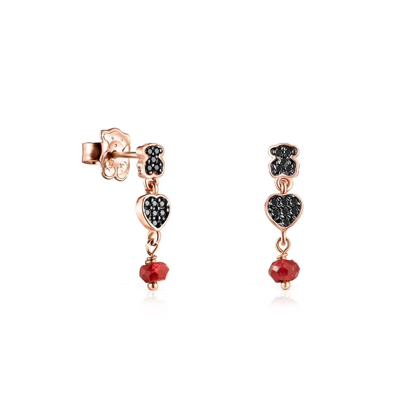 Short Motif earrings made of silver with vermeil coating with spinels and  ruby – buy at Poison Drop online store, SKU