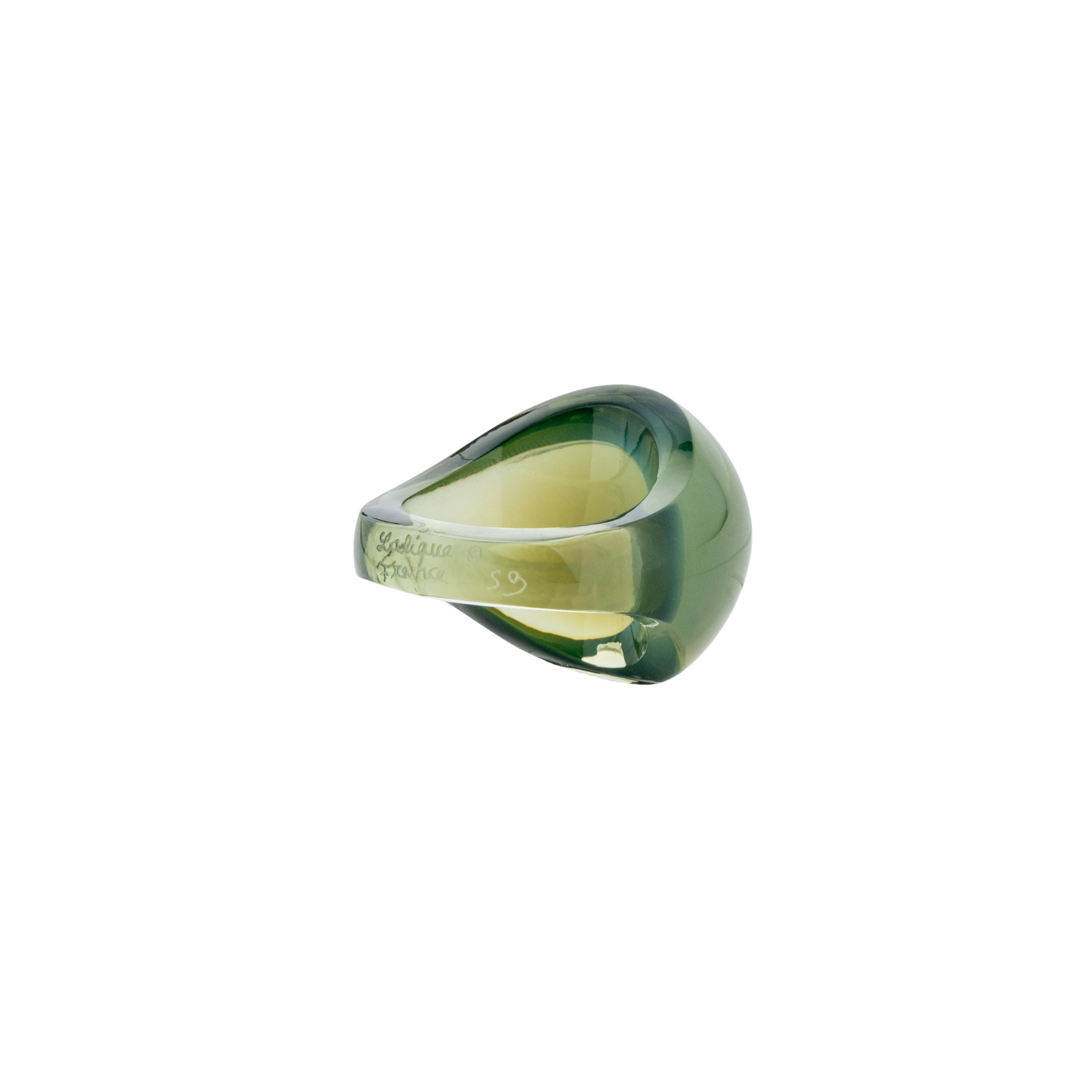 Cabochon ring made of light green yellow crystal buy at Poison