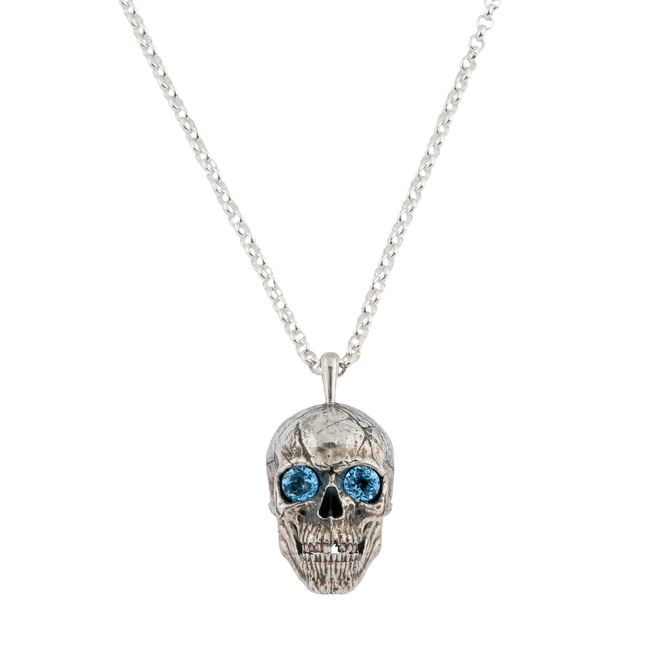 Silver hot sale skull necklace