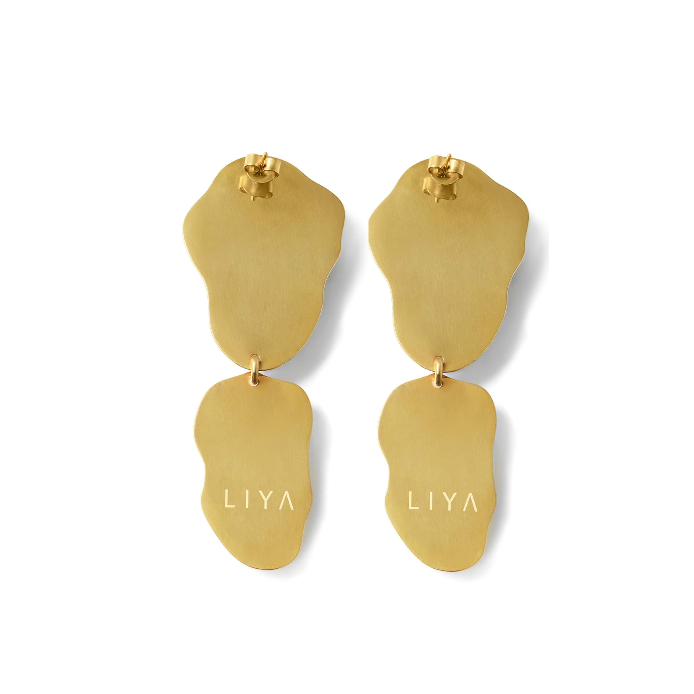 Gold plated two piece HEAVEN DROP earrings with rose quartz and