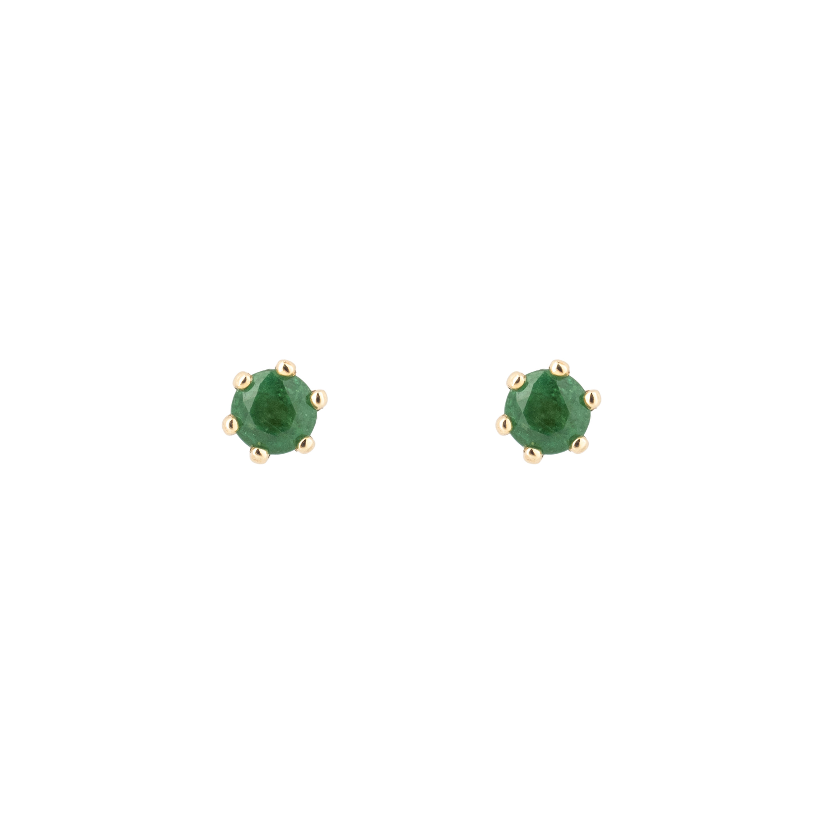 Yellow gold stud earrings with emeralds buy at Poison Drop