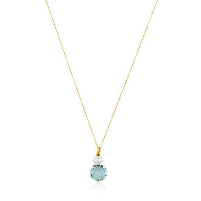Ivette necklace in yellow gold with topaz and pearls – buy at Poison Drop  online store, SKU